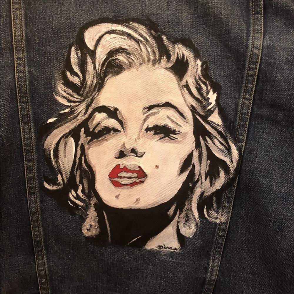 One of a kind hand painted jean jacket